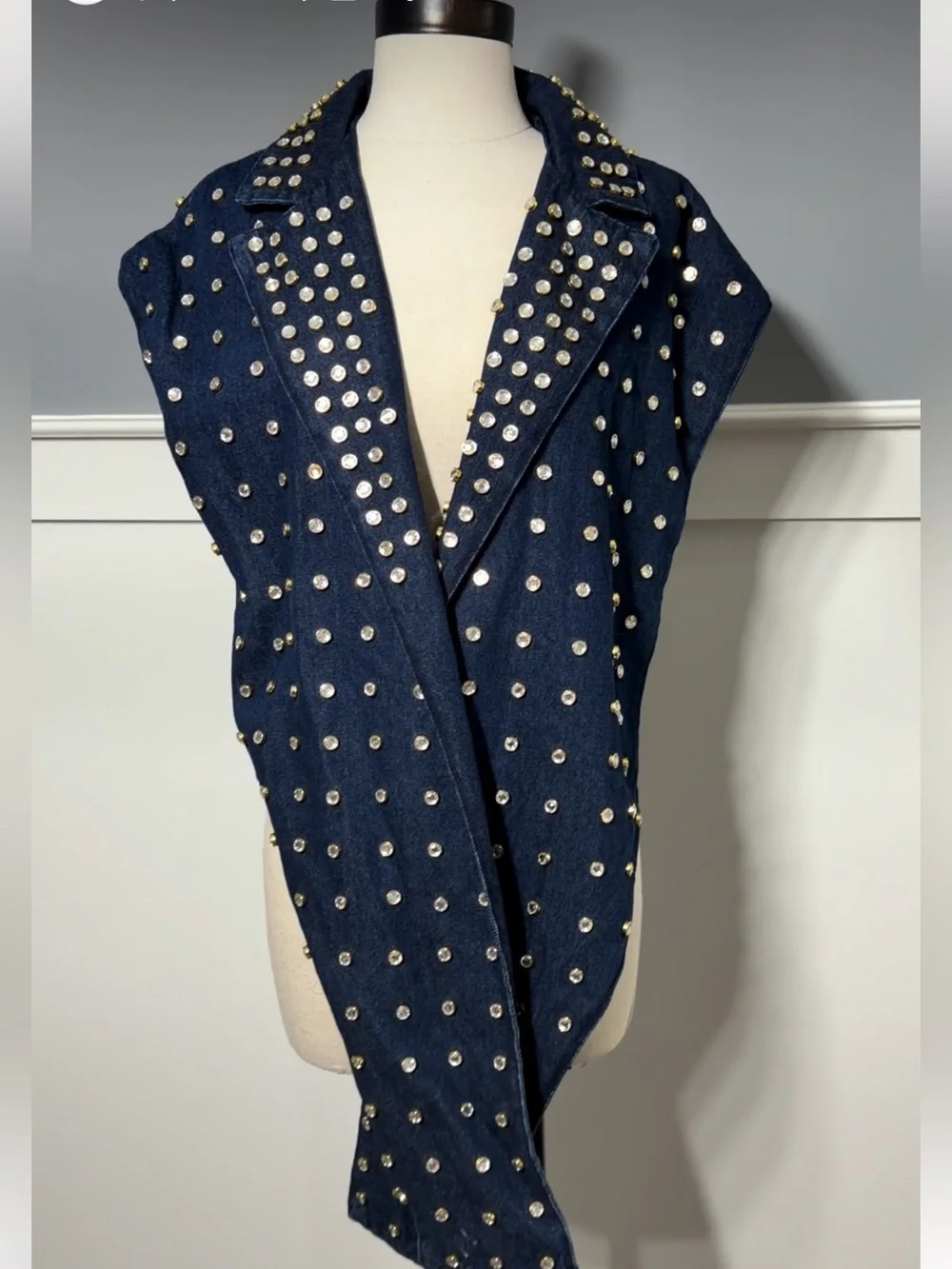 AKIRA Denim Stud Diamond Vest
